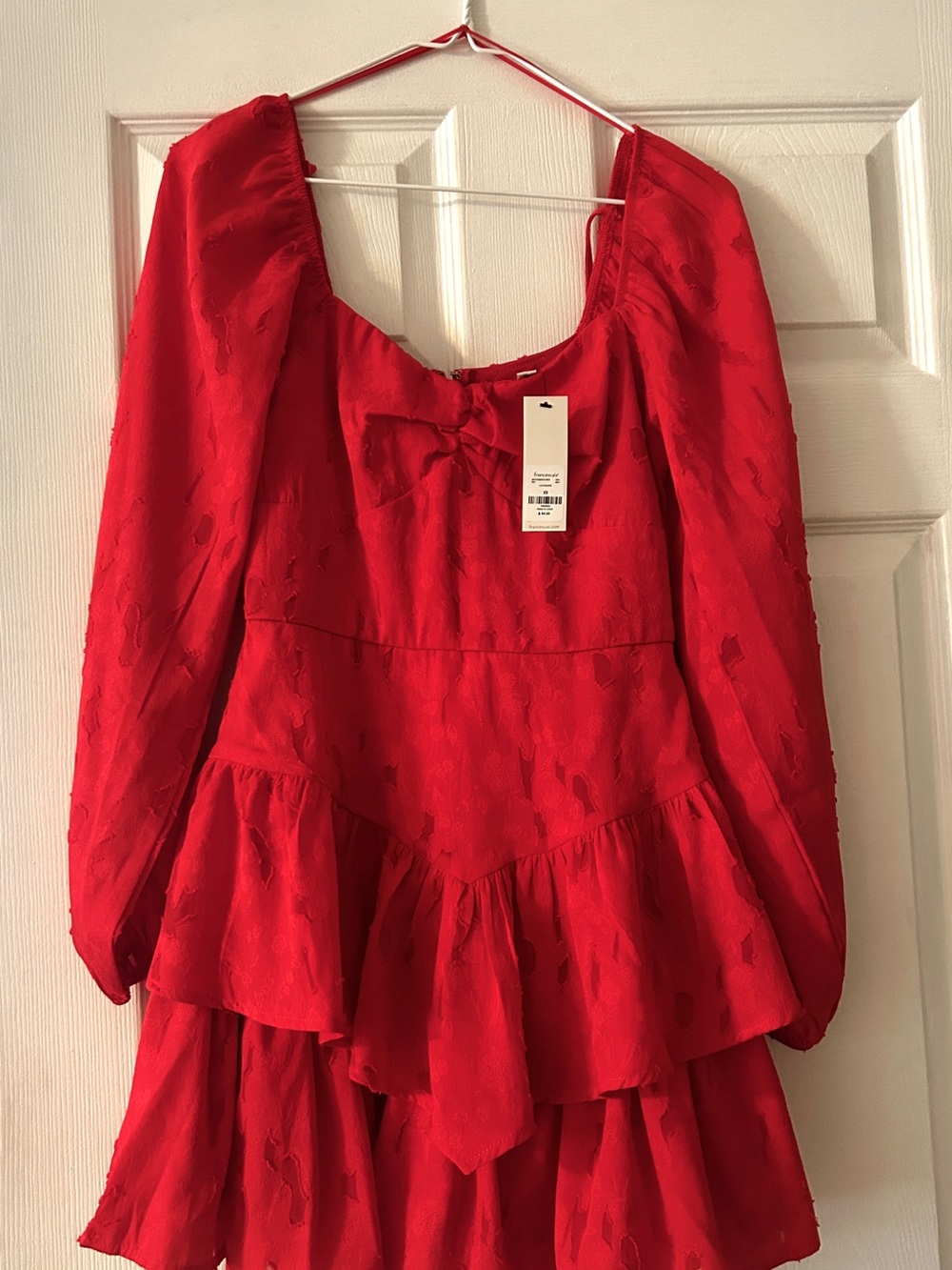 Francesca's Collections Red Long Sleeve Tiered Mini Dress XS - Picture 2 of 4